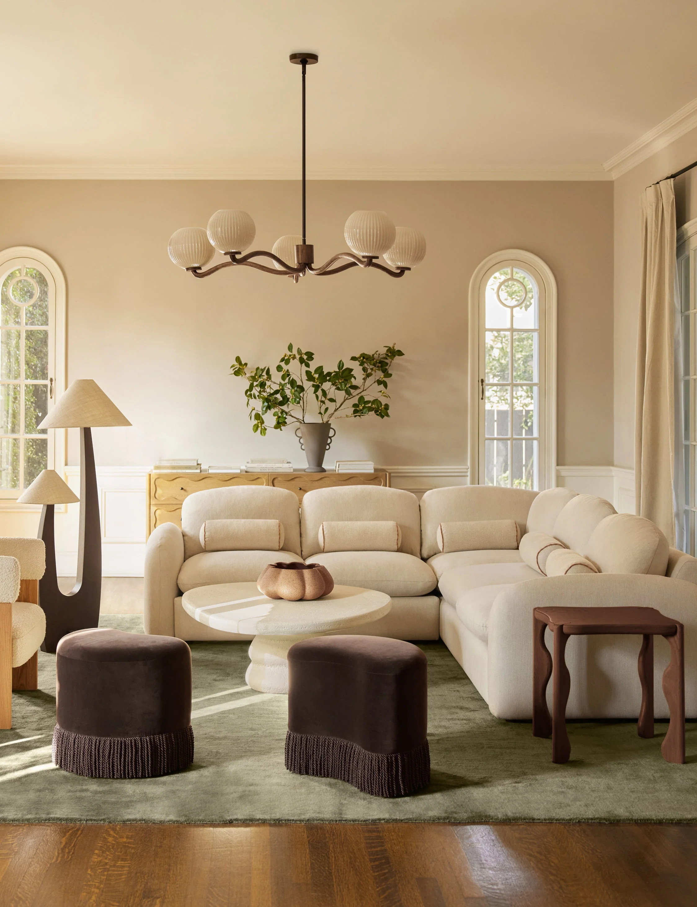 Neve Corner Sectional Sofa by Aimee Song, Cream Performance Basketweave, 99"W | Lulu and Georgia 