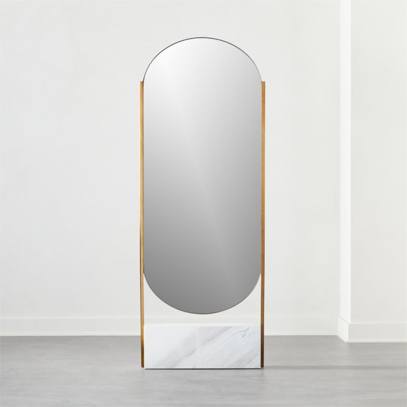 White Marble Base Free Standing Mirror | CB2 | CB2