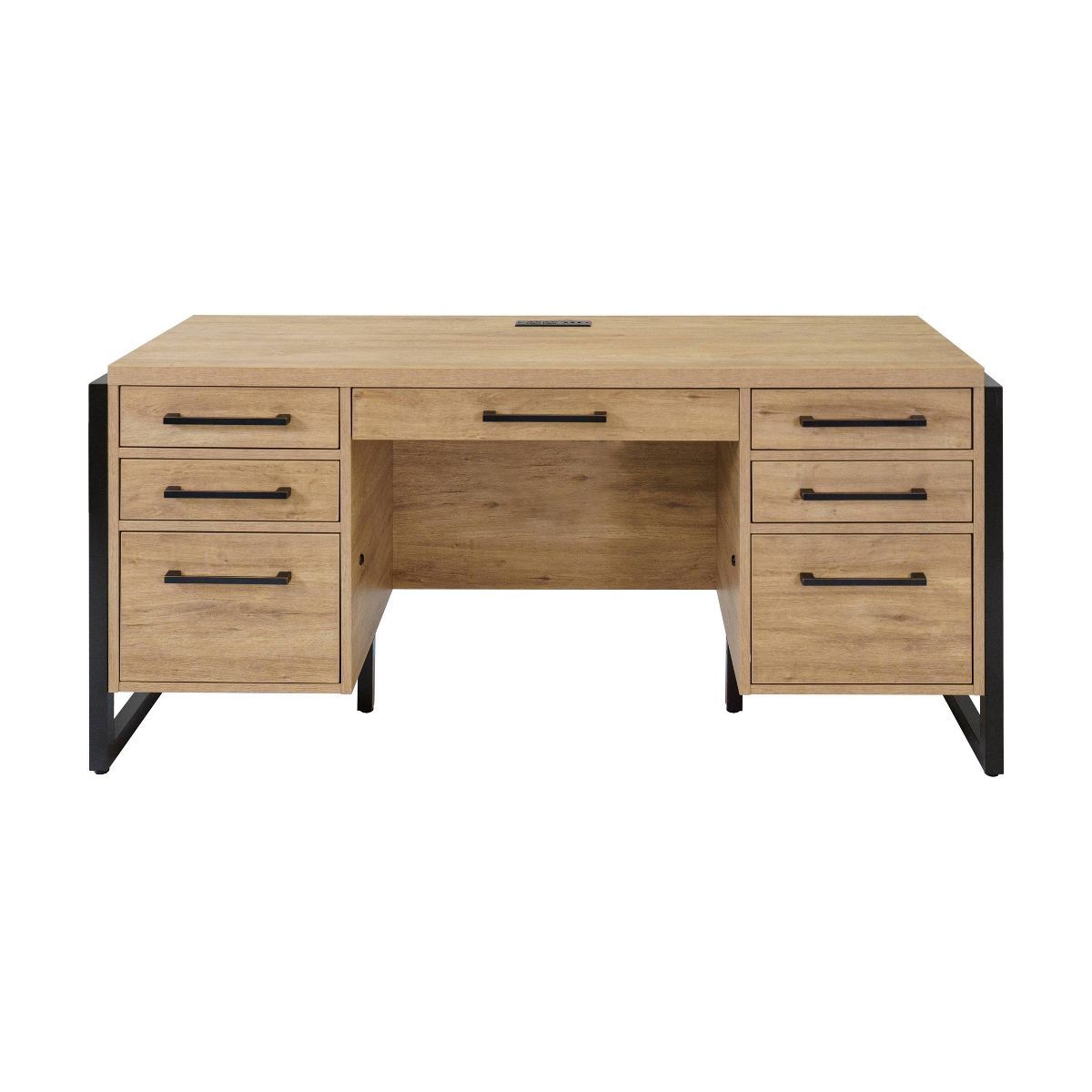 Mason Modern Wood Laminate Office Desk with Drawers Light Brown - Martin Furniture | Target