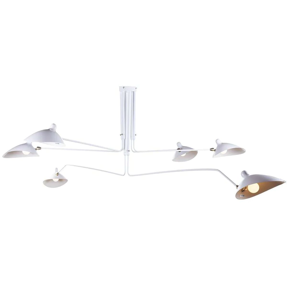 Mid Century MCL-R6 Six Arm Ceiling Lamp - White | France and Son