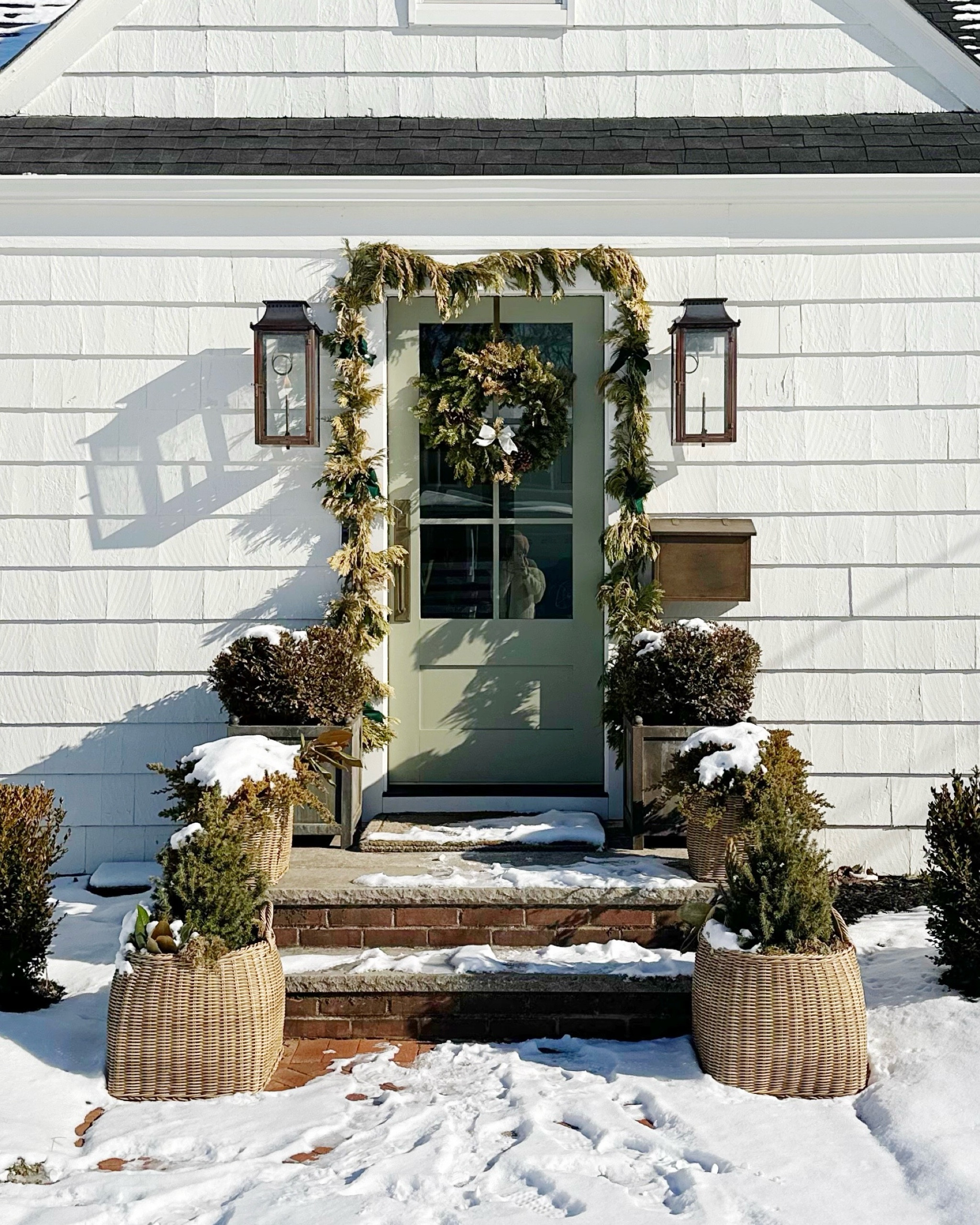 my front door #designbykaratheresa 

Bevolo gas lanterns, Rocky Mountain hardware, Terrain galvanized planter, McGee & Co Lightwash Handled Planter Basket, Wayfair classic brass wall mounted mailbox  

#LTKHome #LTKSeasonal #LTKStyleTip