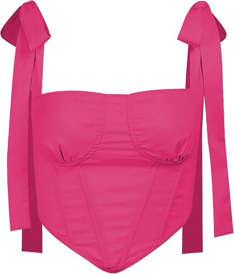 Avanova Women's Sexy Bustier Crop Top Strappy Tie up Shoulder Sleeveless Asymmetrical Clubwear | Amazon (US)