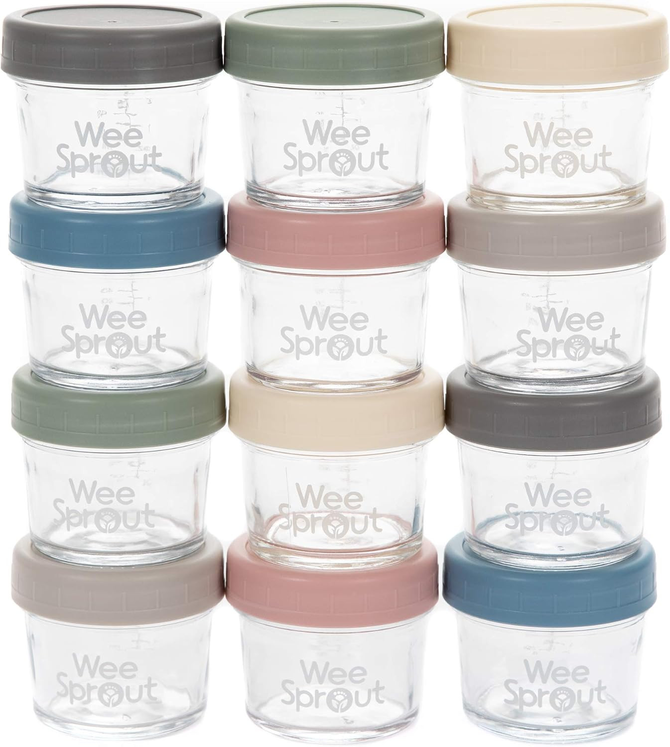 WeeSprout Glass Baby Food Storage Jars - 12 Set, 4 oz Baby Food Jars with Lids, Freezer Storage, ... | Amazon (US)