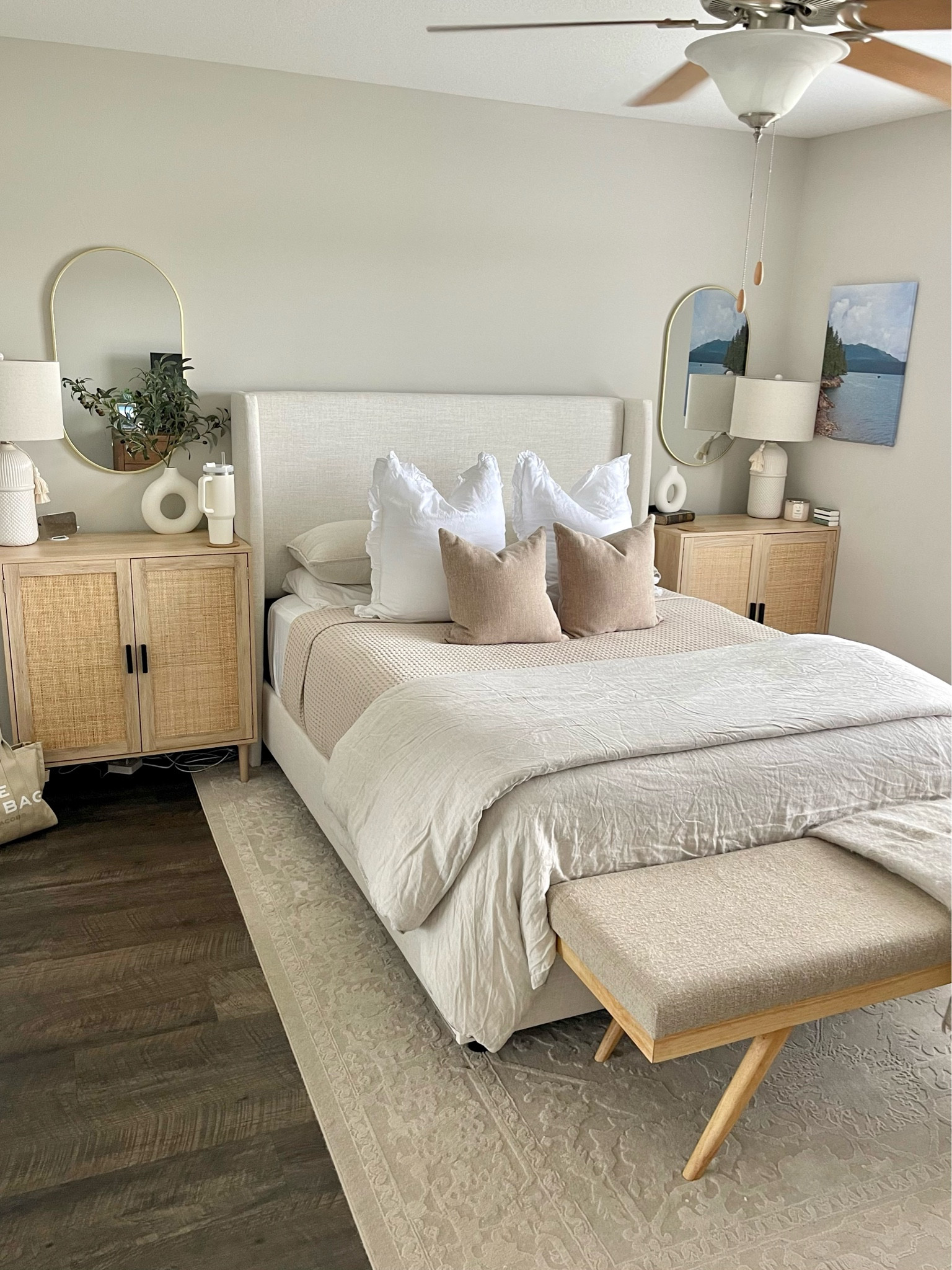 The bed frame is from Joss&Main! Hanson Upholstered Bed in the color Talc Linen  

#LTKhome