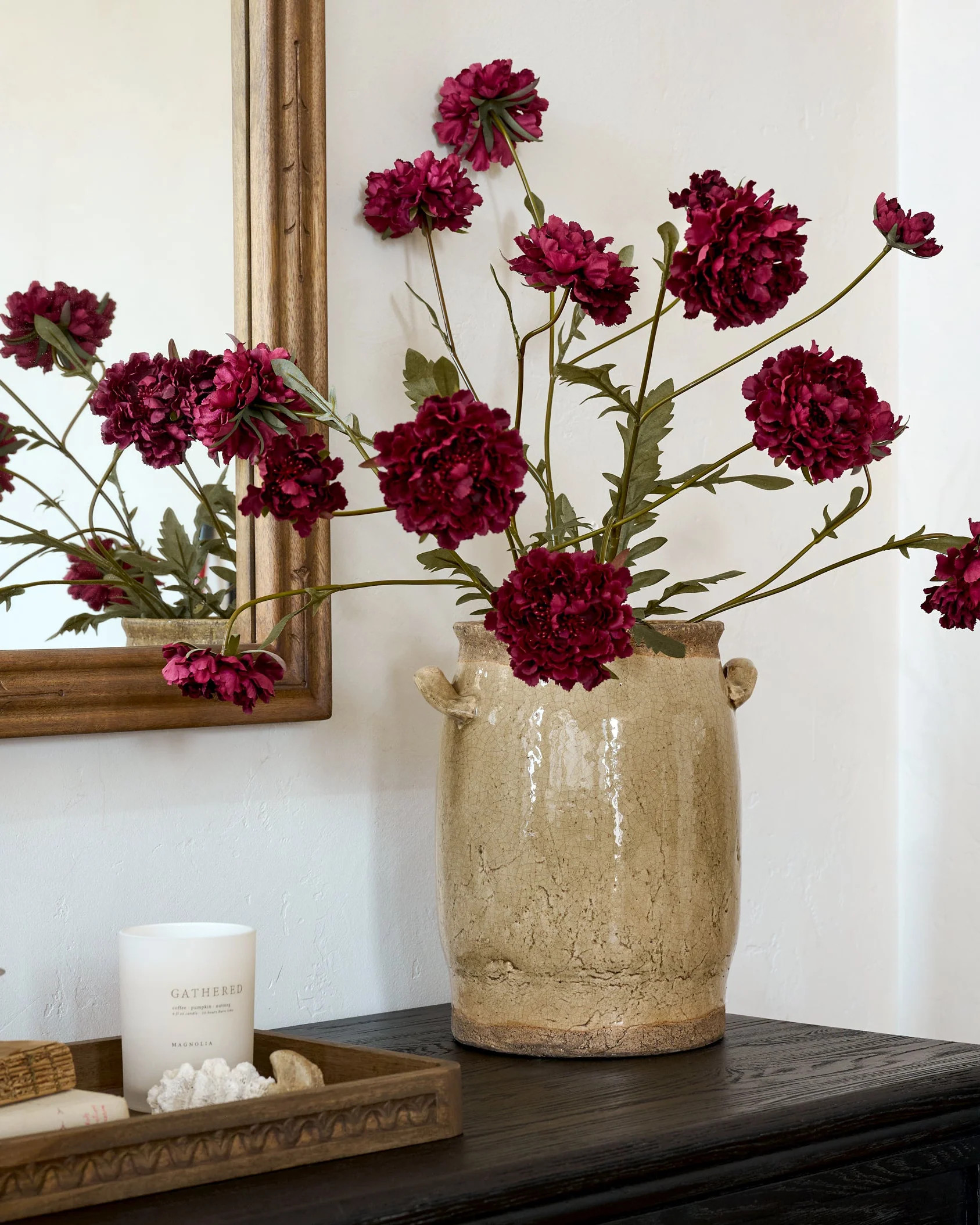 Real Touch Red Velvet Scabiosa Stem | Magnolia