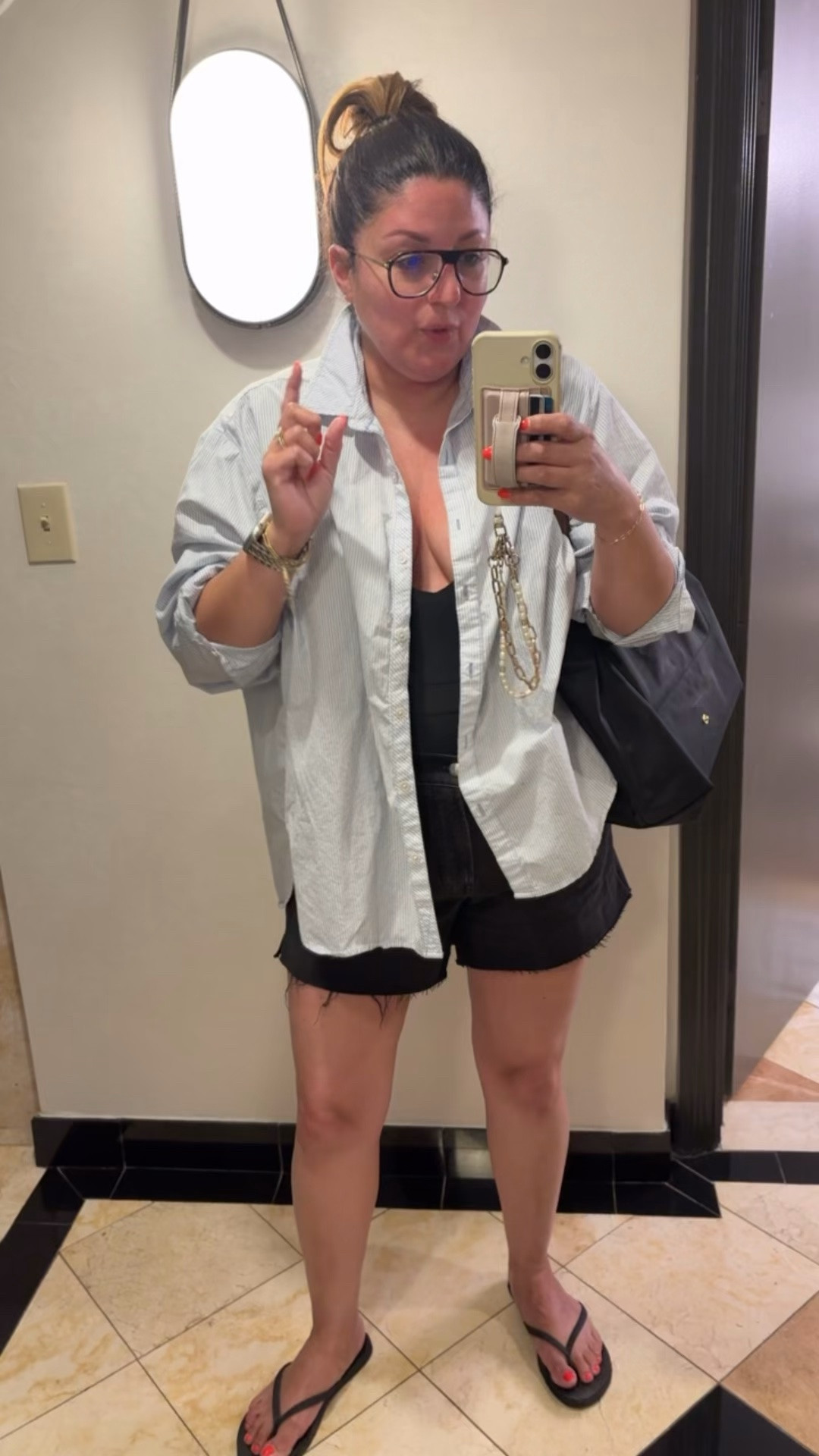Aerie shirt - XL (old from last year but linked similar)
Madewell denim shorts - 32
Longchamp tote
Summersault Swimsuit - 10

#LTKMidsize #LTKOver40 #LTKSeasonal