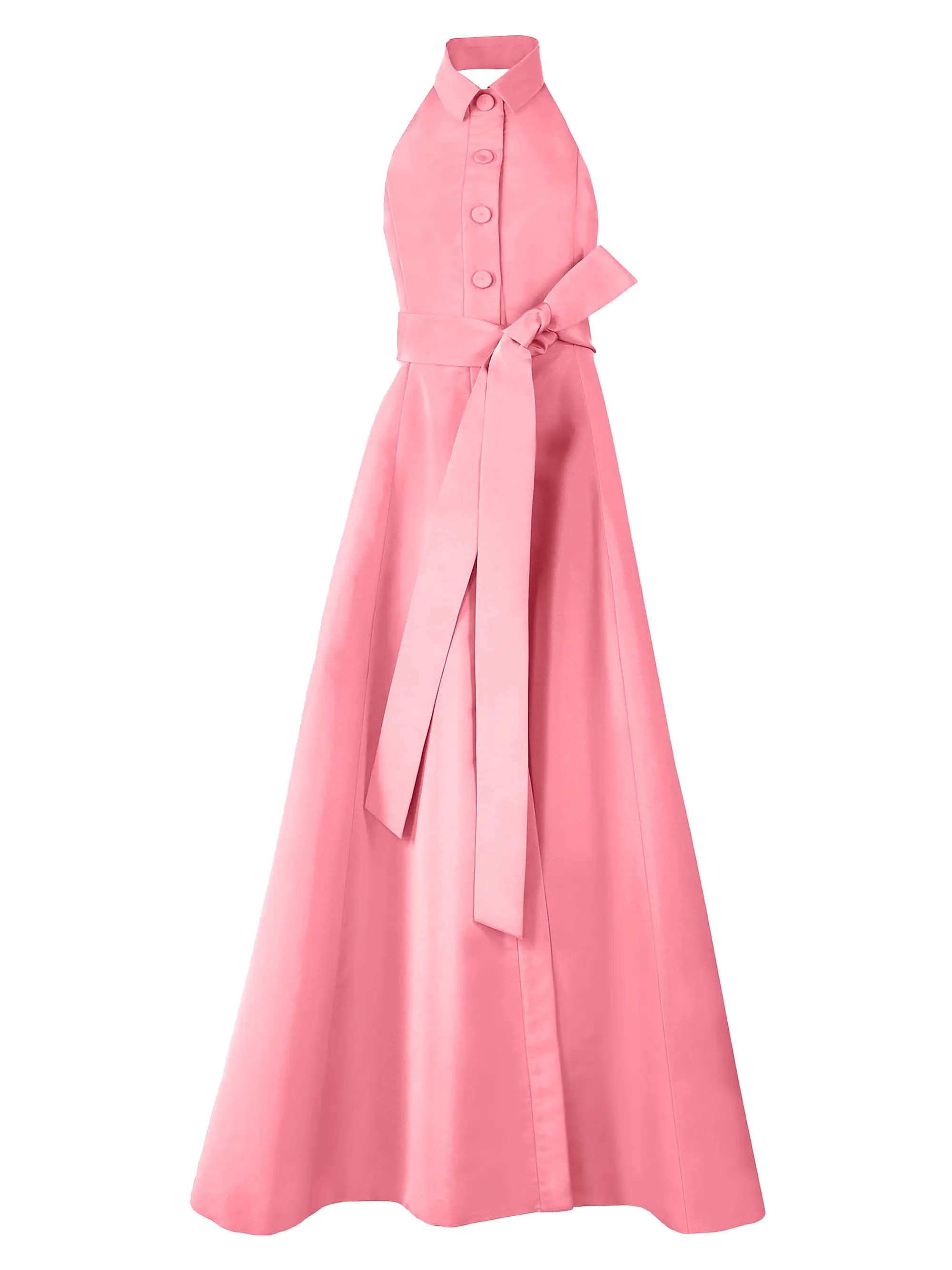 Collared Halter Silk A-Line Gown | Saks Fifth Avenue