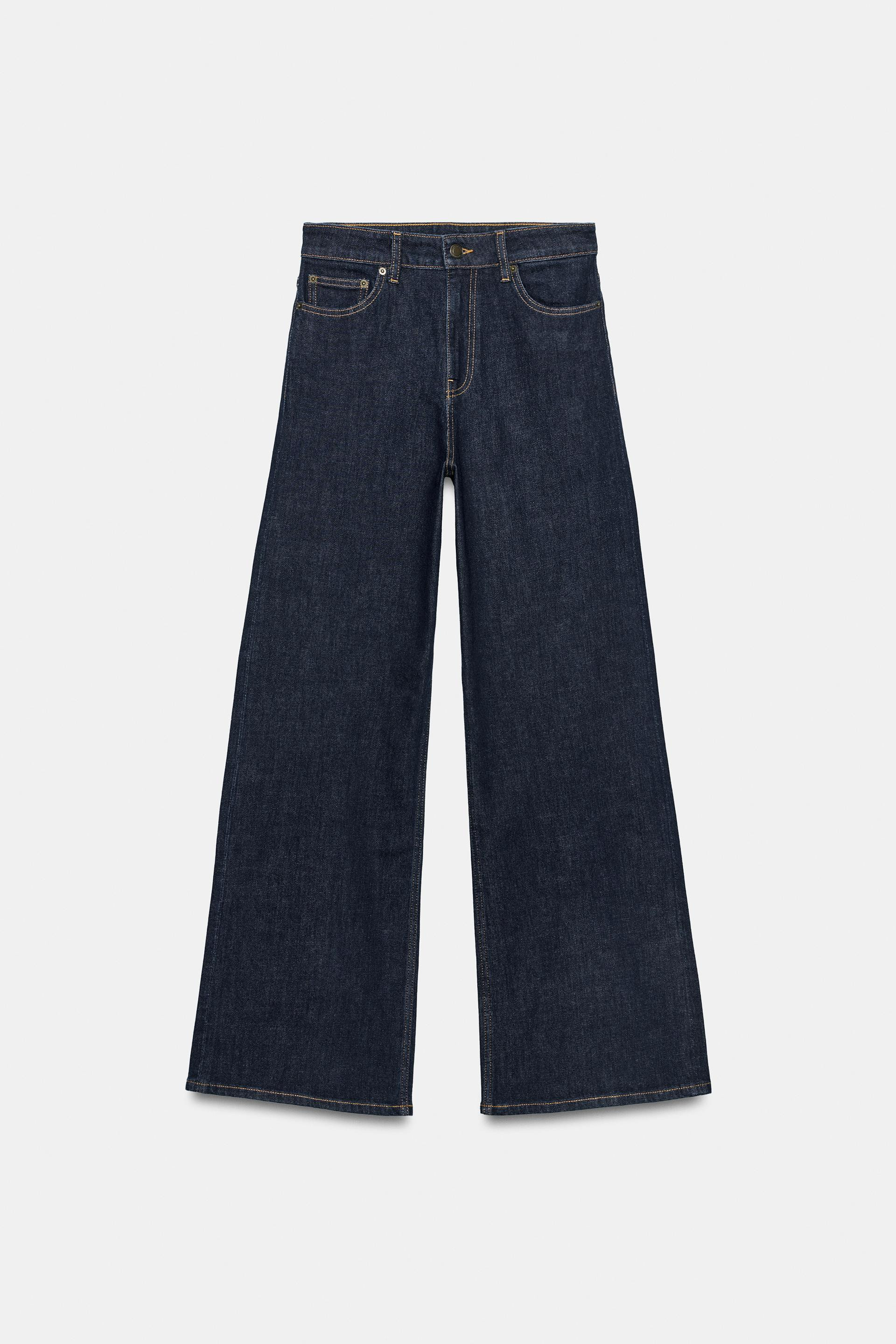 Zara - Zw Collection Comfort High-Rise Wide Leg Jeans - Mid-Blue - 32 (Us 14) - Woman | Zara US