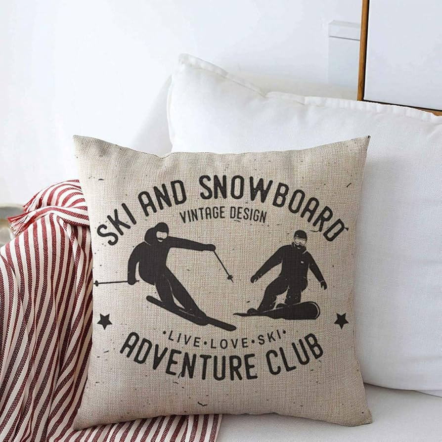 Throw Pillows Cover 18 x 18 Inches Action Ski Snowboard Club Silhouette Sports Recreation Skier A... | Amazon (US)