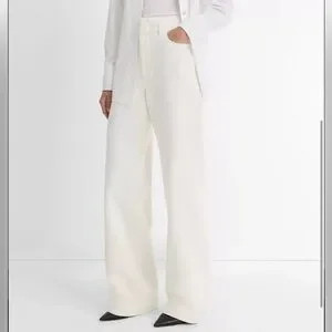 Vince Double-Waistband Pant Trouser Denim Off White Women 29 New V065222352 | Poshmark