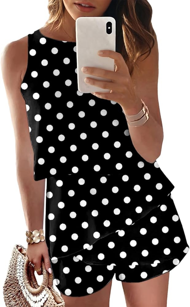 Dokotoo Womens Summer Jumpsuits 2026 Casual Ruffle Chiffon Sleeveless Rompers | Amazon (US)