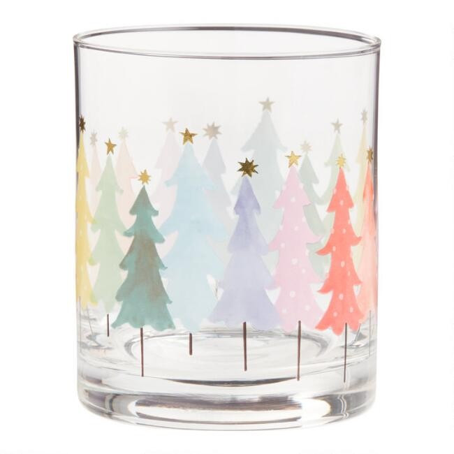 Rainbow Trees Double Old Fashioned Glass Set of 2 | World Market