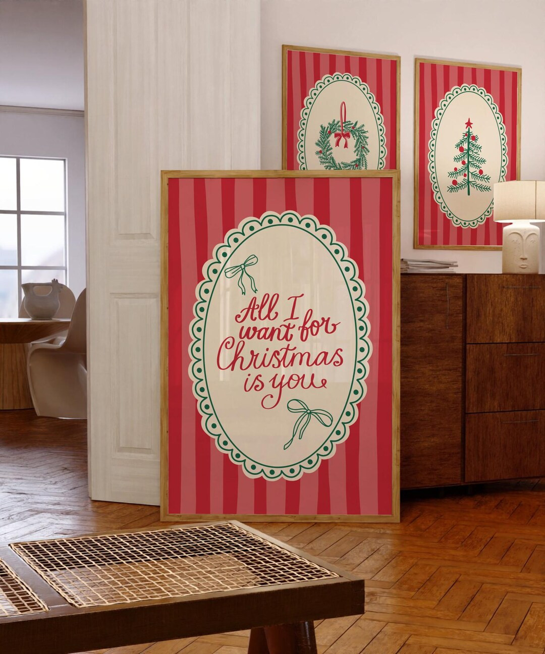 Vintage Christmas Wall Art Whimsical Merry Christmas Print Trendy Holiday Wall Art Cute Christmas... | Etsy (US)