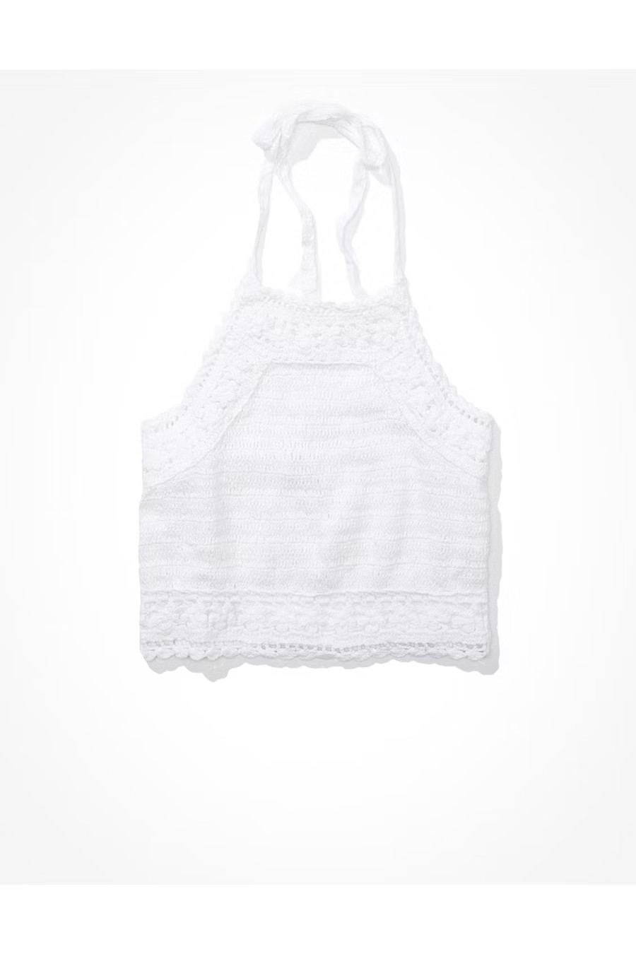 AE Crochet Halter Top Women's White S | American Eagle Outfitters (US & CA)