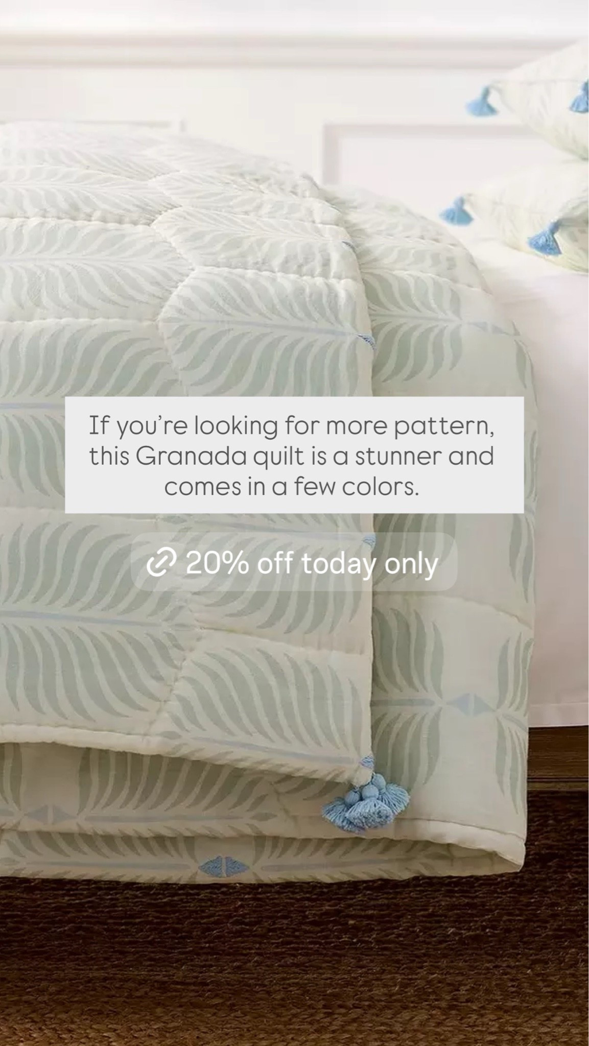 If you’re looking for more pattern, this Granada quilt is a stunner and comes in a few colors. 

Bedroom inspo, Serena & lily, modern coastal home, cozy home, cozy bedding, bedroom design

#LTKSaleAlert #LTKHome #LTKSeasonal