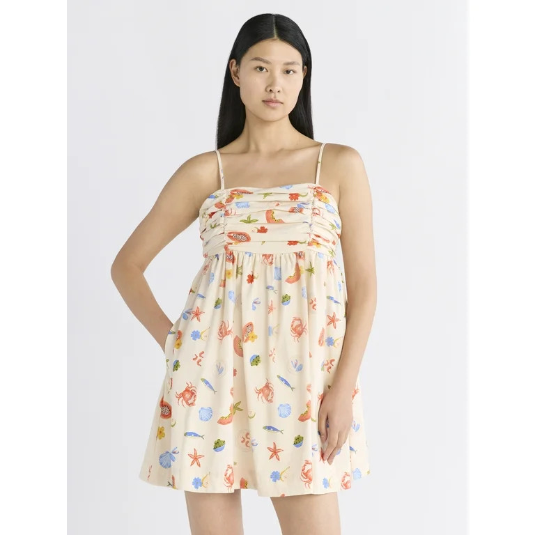 Free Assembly Women's Pleated Cotton Mini Dress, Sizes XS-XXXL | Walmart (US)