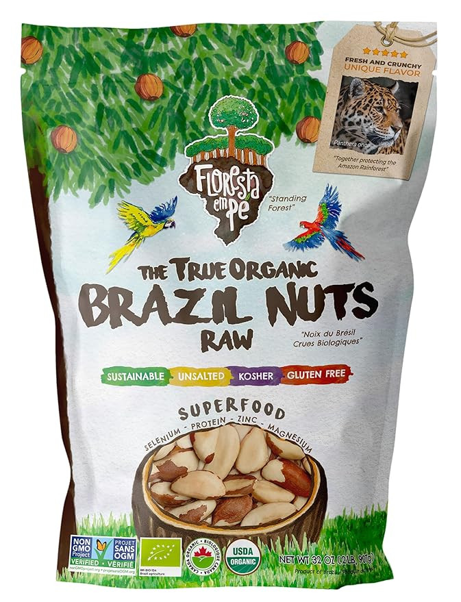 Floresta em Pé The True Organic Premium Brazil Nuts (32oz - 2lbs) Raw & Unsalted | KOSHER | Non-... | Amazon (US)