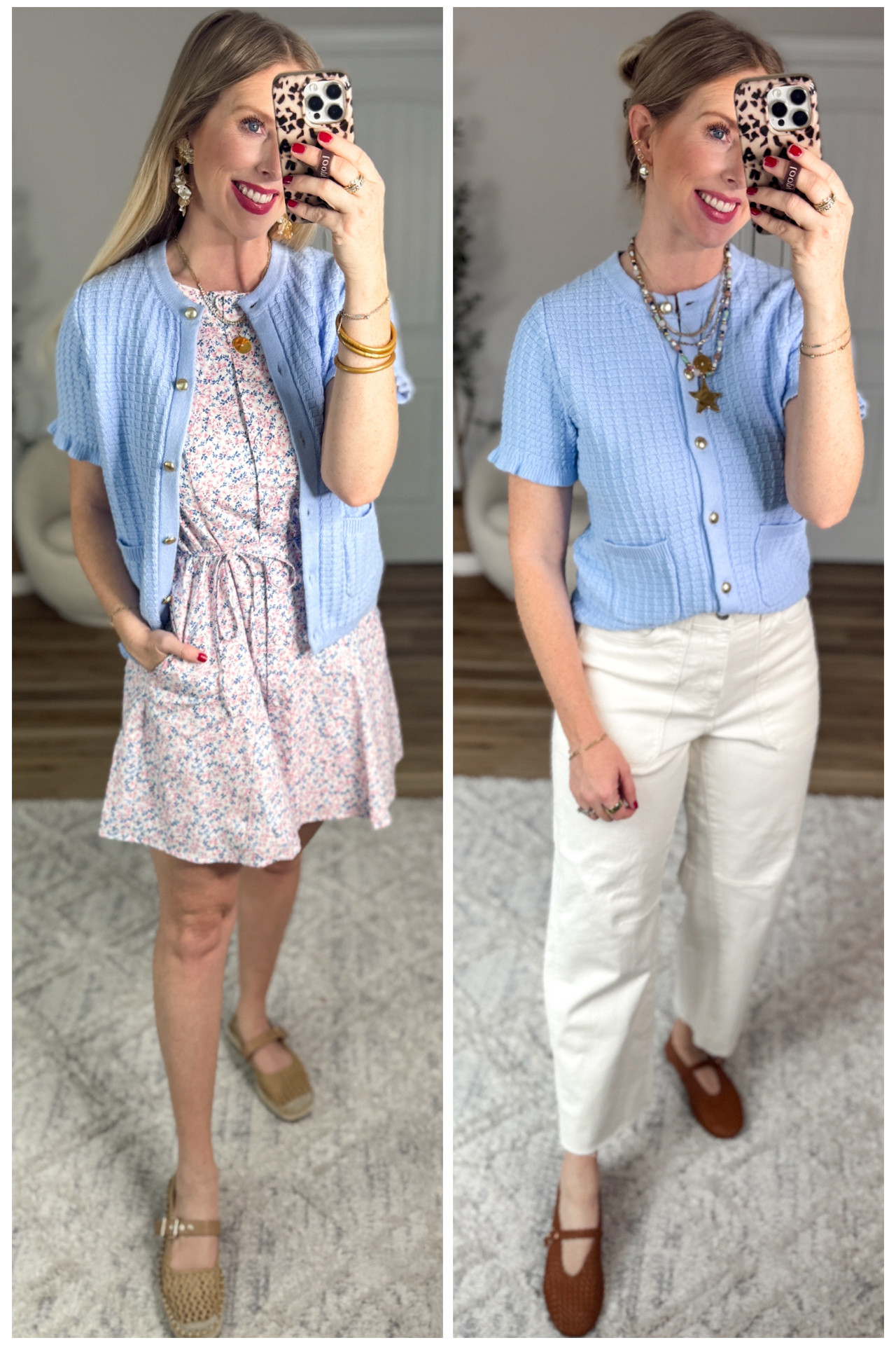 2 ways to style this blue short sleeve cardigan from Walmart! 

#LTKWorkwear #LTKootd