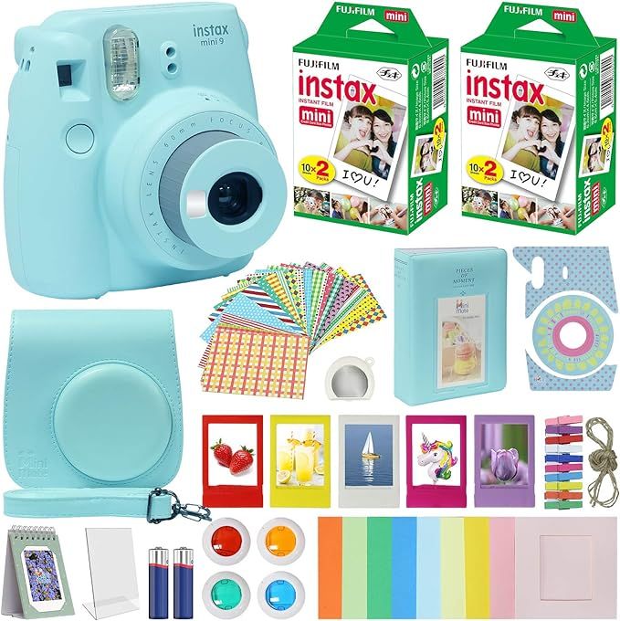 Fuji Instax Mini 9 Instant Camera ICE Blue w/Case + Fuji Instax Film Value Pack (40 Sheets) for F... | Amazon (US)