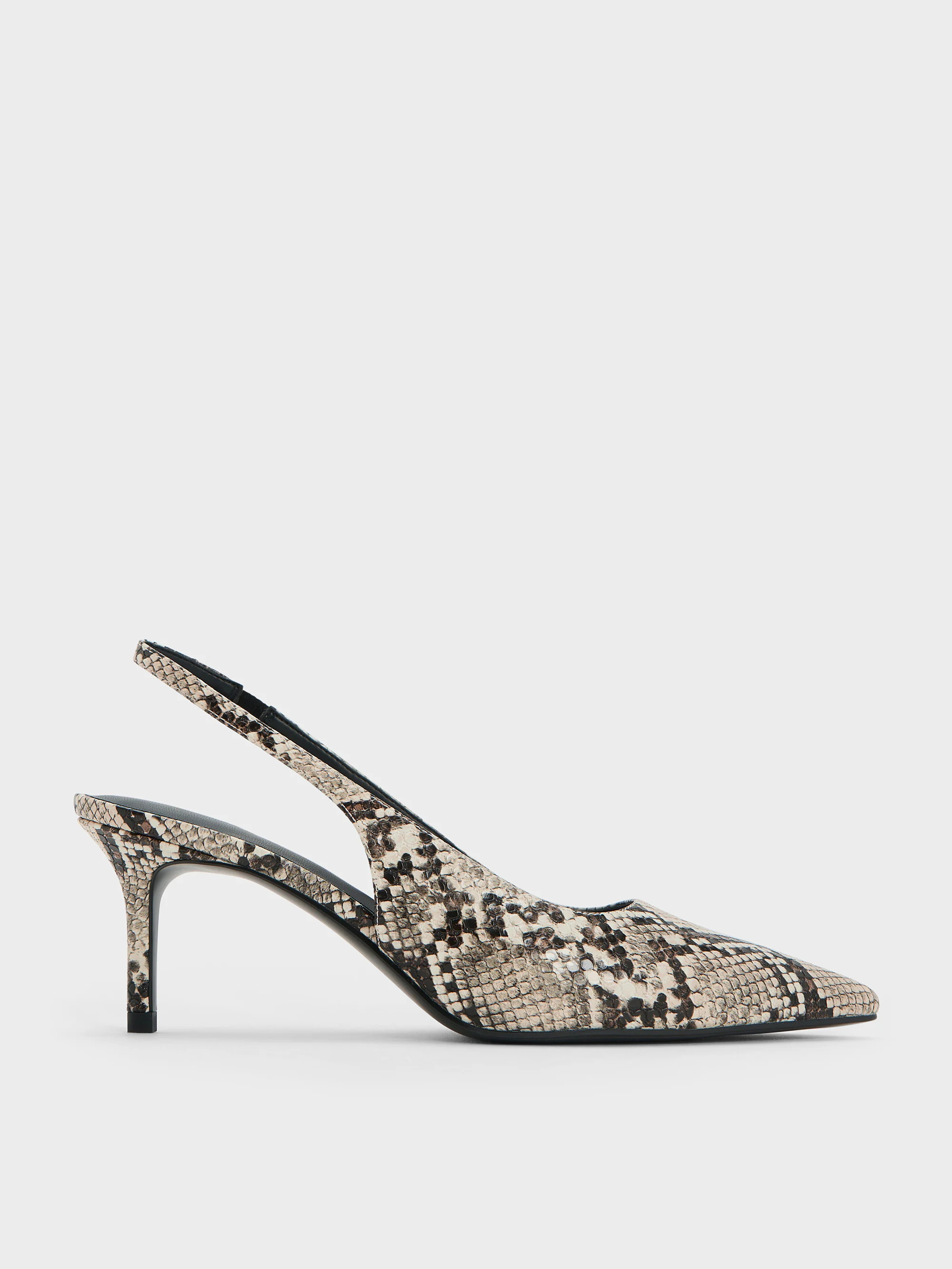 Kaia Snake-Print Pointed-Toe Slingback Pumps
    
         - Animal Print Natural | Charles & Keith US