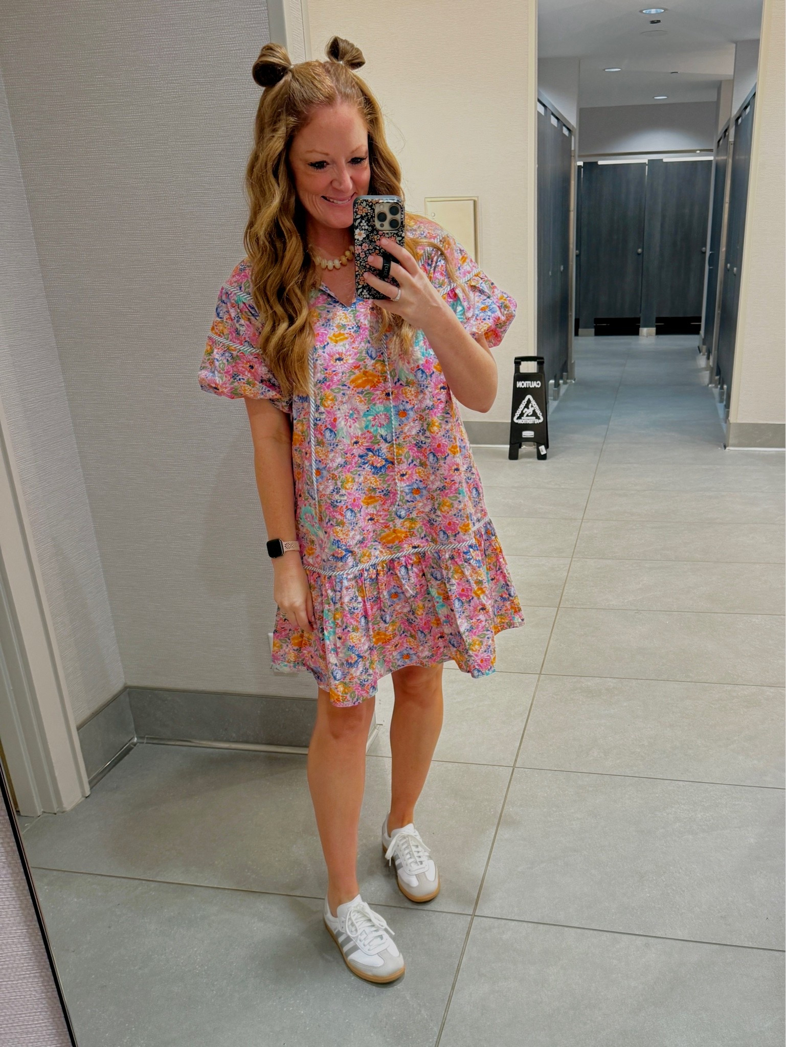 Cute little floral dress that's a great length! Wearing my normal size M - you could size down if you aren't very tall!

#LTKOver40 #LTKWorkwear