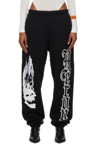 Black Flaming Skull Lounge Pants | SSENSE