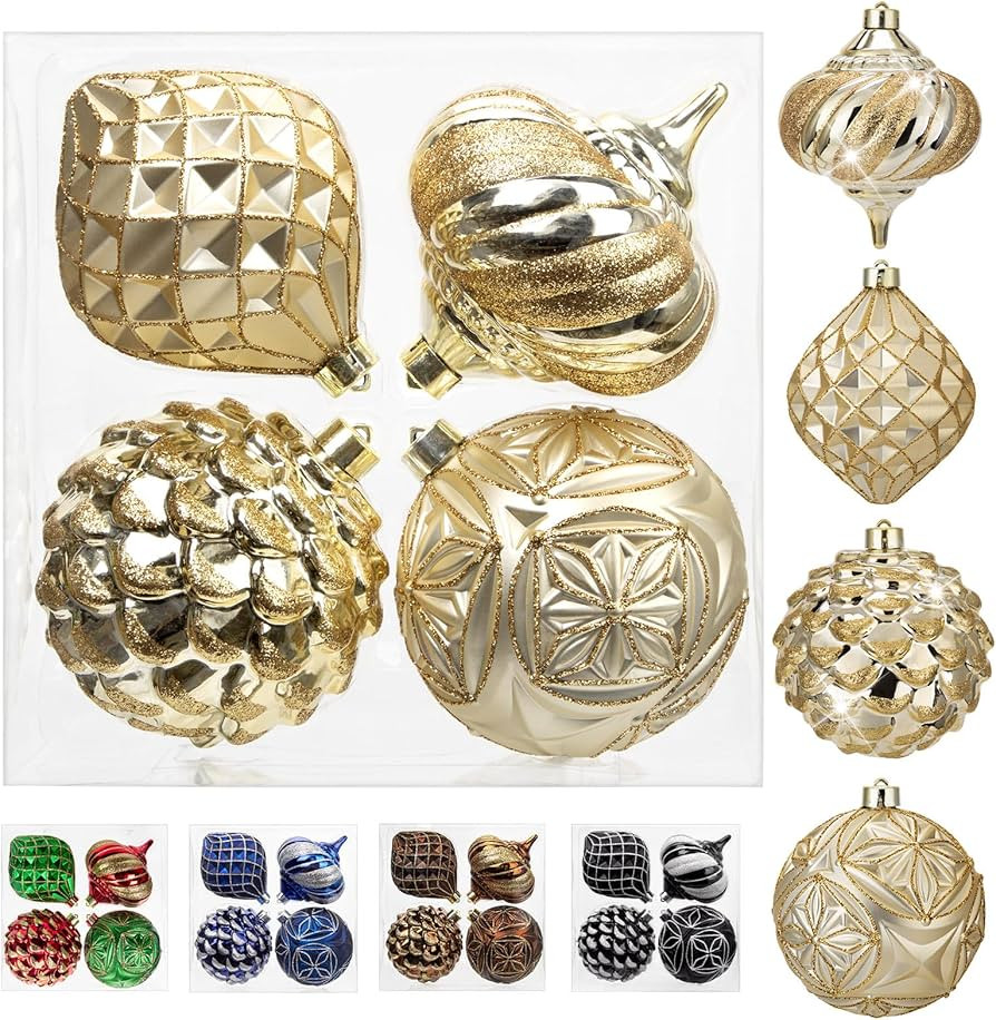 Christmas Ball Ornaments 4.7" Large Champagne Christmas Ornaments Balls Xmas Tree Shatterproof Pl... | Amazon (US)
