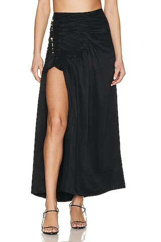 Mika Draped Split Midi Skirt | FWRD 