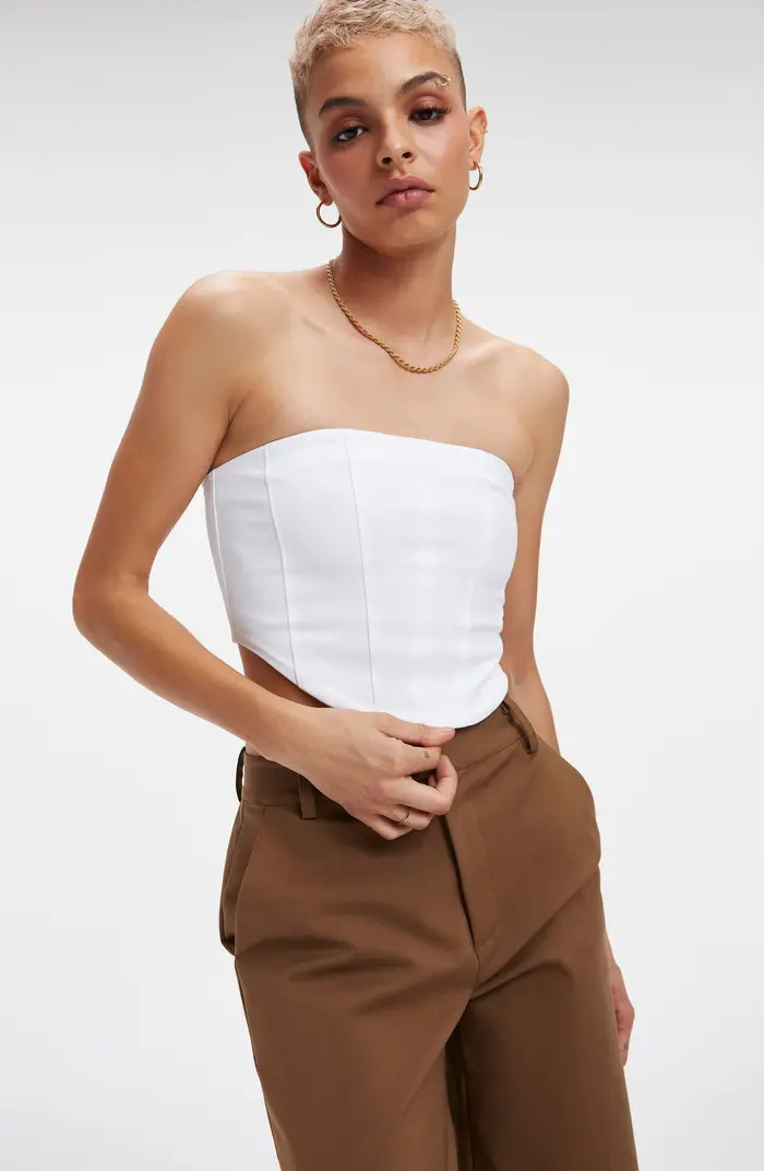 Cotton Blend Poplin Corset Top | Nordstrom