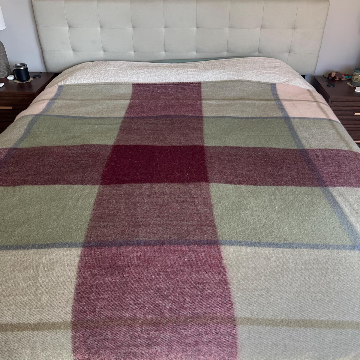 78.5''86.5'' Green / Purple Tartan Plaid Wool Blanket Queen, 100% Wool Blanket, Wool Cozy Blanket... | Etsy (US)