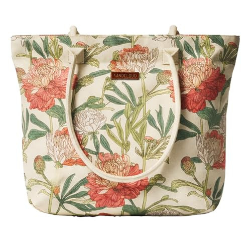 Sand Cloud Floral Beach Tote - Lightweight Tote is Ideal for Vacation, Beach Trips, Farmers Market & Grocery Shopping - Machine Washable & Sand Resistant - Organic Cotton | Amazon (US)