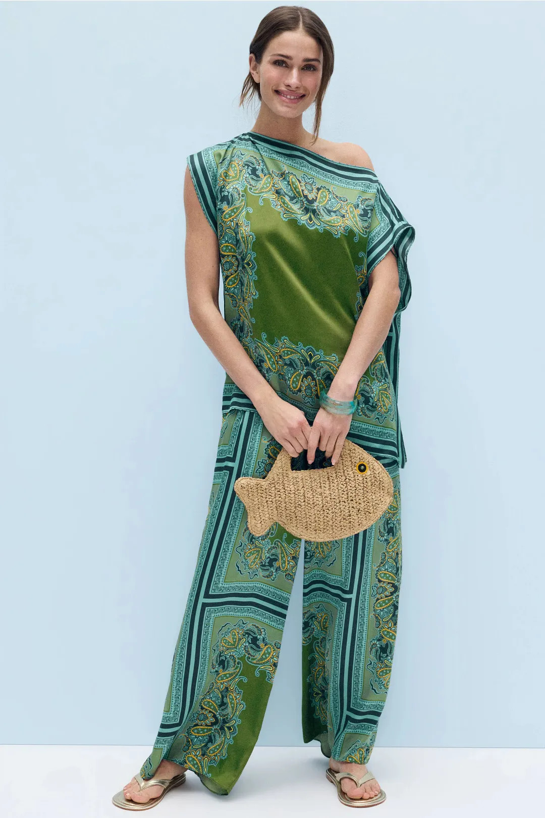 MISA Los Angeles Lani Printed Asymmetrical Top | Rent the Runway