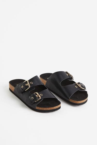 Two-strap Slides - Black - Ladies | H&M US | H&M (US + CA)