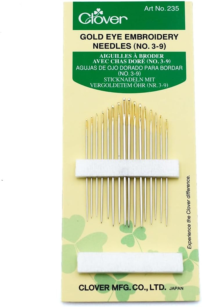 Clover Gold Eye Embroidery Needles Size 3-9 - 16 Pack | Amazon (US)