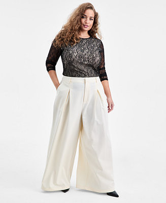 Trendy Plus Size Casual Pleated Wide-Leg Pants, Macy's Exclusive | Macy's