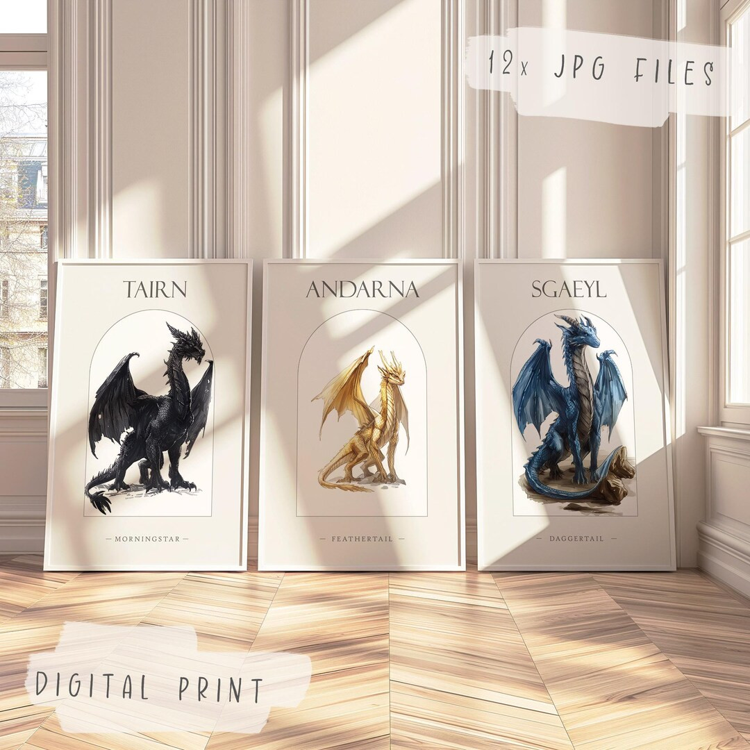 Fourth Wing Poster Set of 3 Print Tairn, Andarna, Sgaeyl Book Citation Bookworm Merch Dragonrider... | Etsy (US)