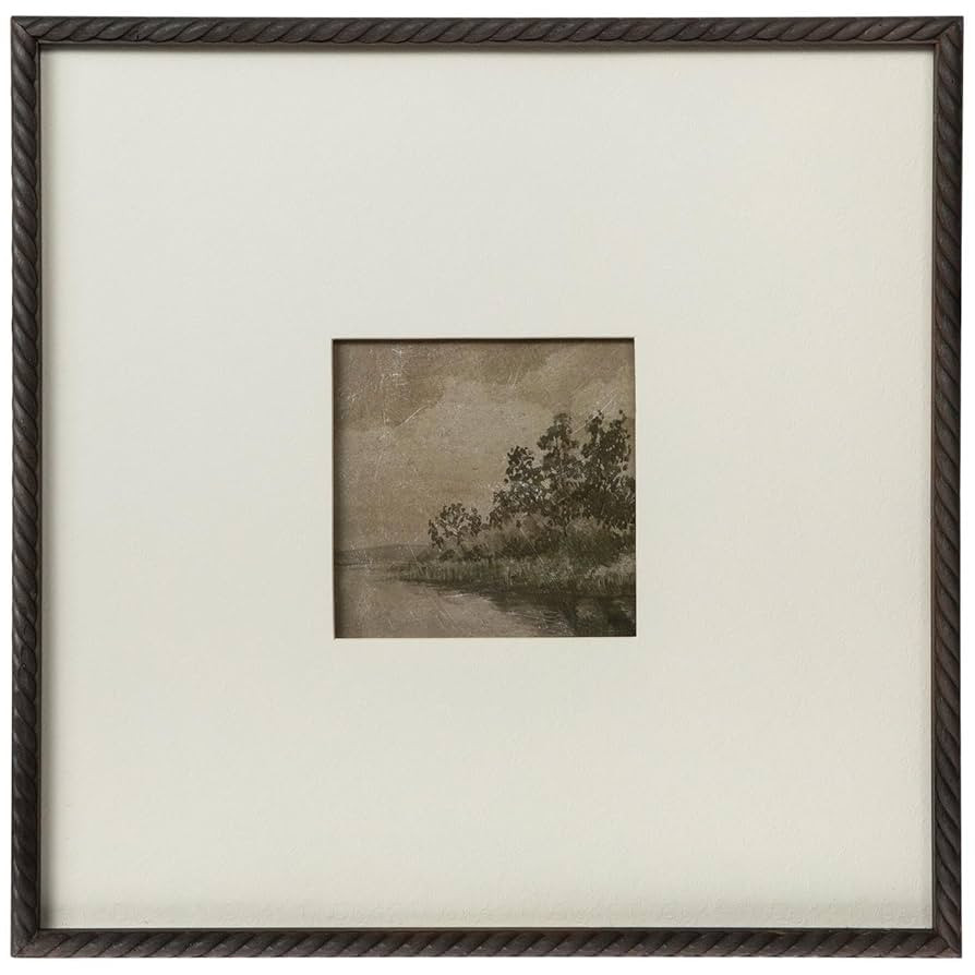 Hobby Lobby Moody Framed Landscape Wall Art, Brown Twisted Frame, White Mat, 15.5" x 15.63", Glas... | Amazon (US)