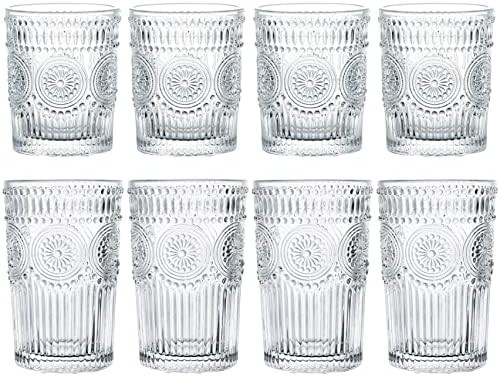 Kingrol Romantic Drinking Glasses, Set of 8 - 4 Highball Glasses (12 oz) and 4 Rocks Glasses (9 oz), | Amazon (CA)
