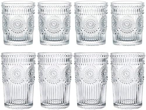 Kingrol Romantic Drinking Glasses, Set of 8 - 4 Highball Glasses (12 oz) and 4 Rocks Glasses (9 oz), | Amazon (CA)