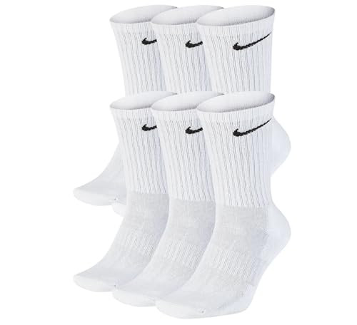 NIKE Unisex Performance Cushion Crew Socks with Bag (6 Pairs), White/Black, Medium | Amazon (US)