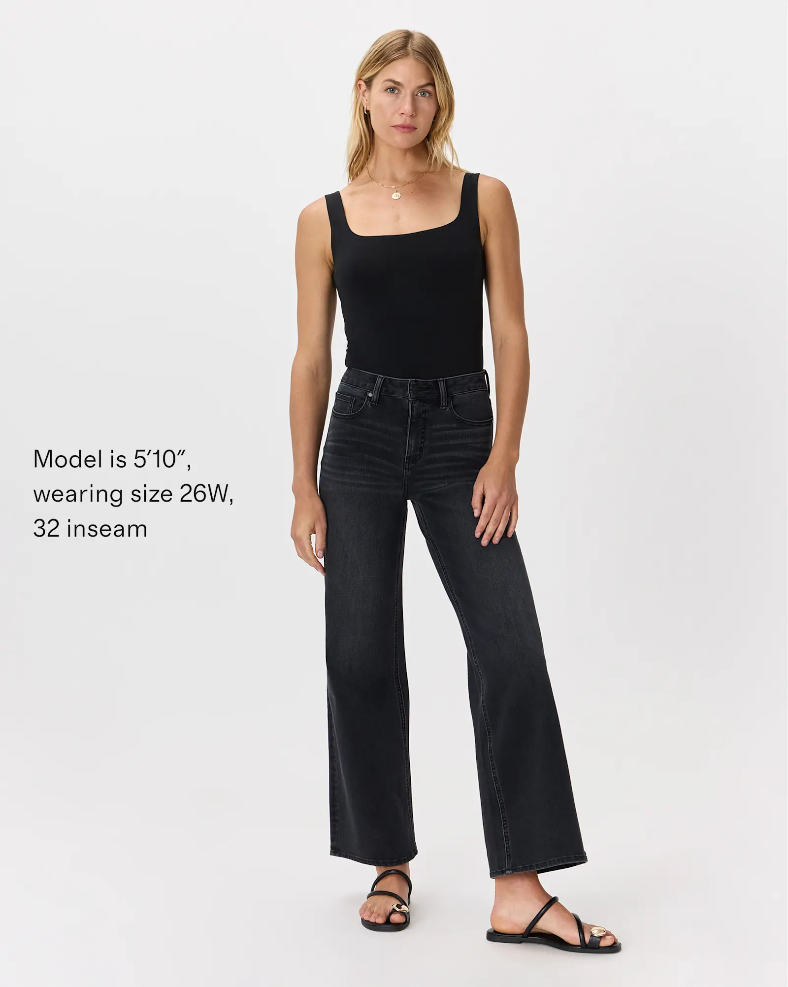 Bella Stretch Wide Leg Jeans in Faded Black | Quince