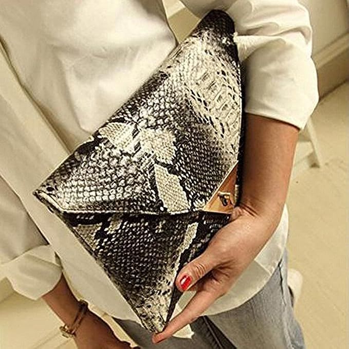 XJG Women's Fashion Retro Snake Skin Envelope Bag Clutch Purse Evening Bag (Size: 2) | Amazon (US)