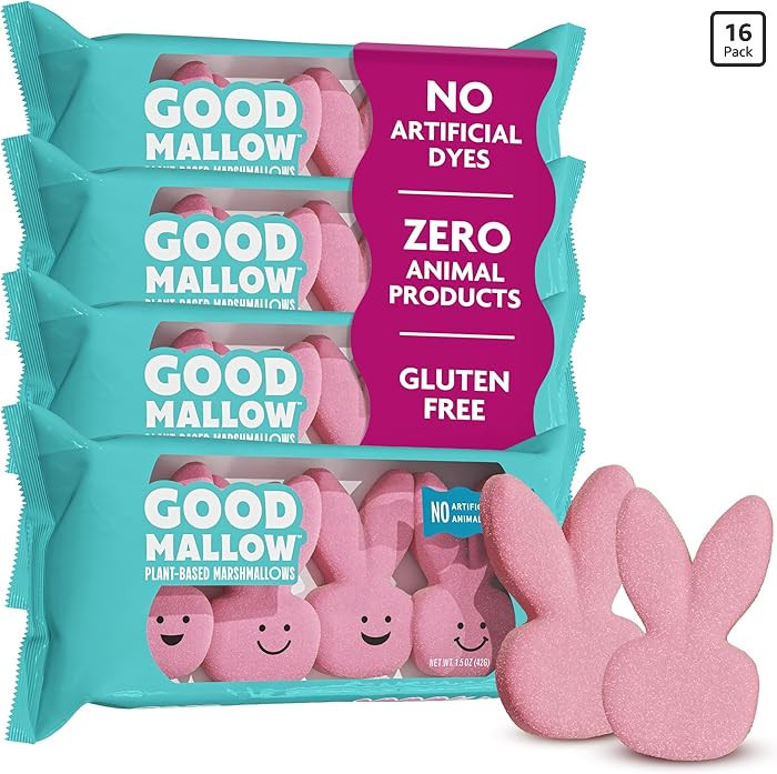 GoodMallow Plant-Based Easter Bunny Marshmallows – 4 x 4 Pack Pink – 100% Vegan Marshmallows ... | Amazon (US)
