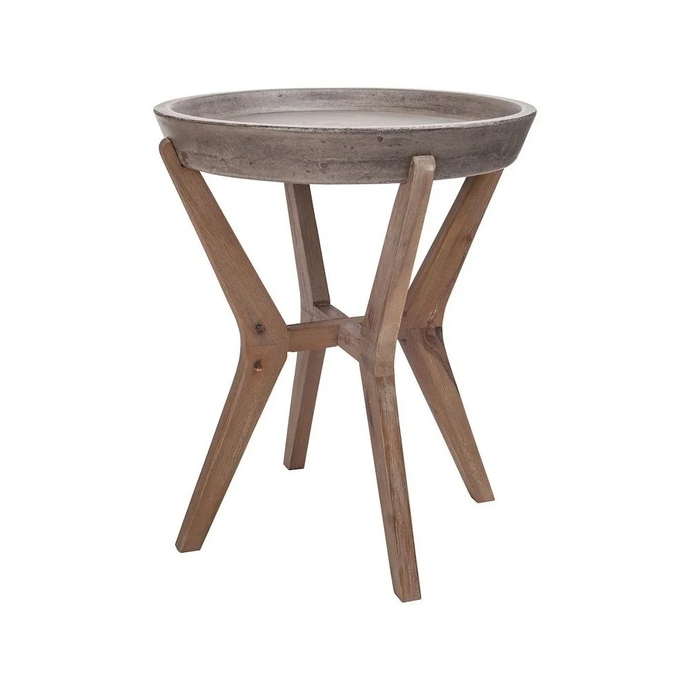 Round End/Side Table in Silver Brushed Wood Tone, Waxed Concrete finish with 4-Legs  - Material: | Walmart (US)