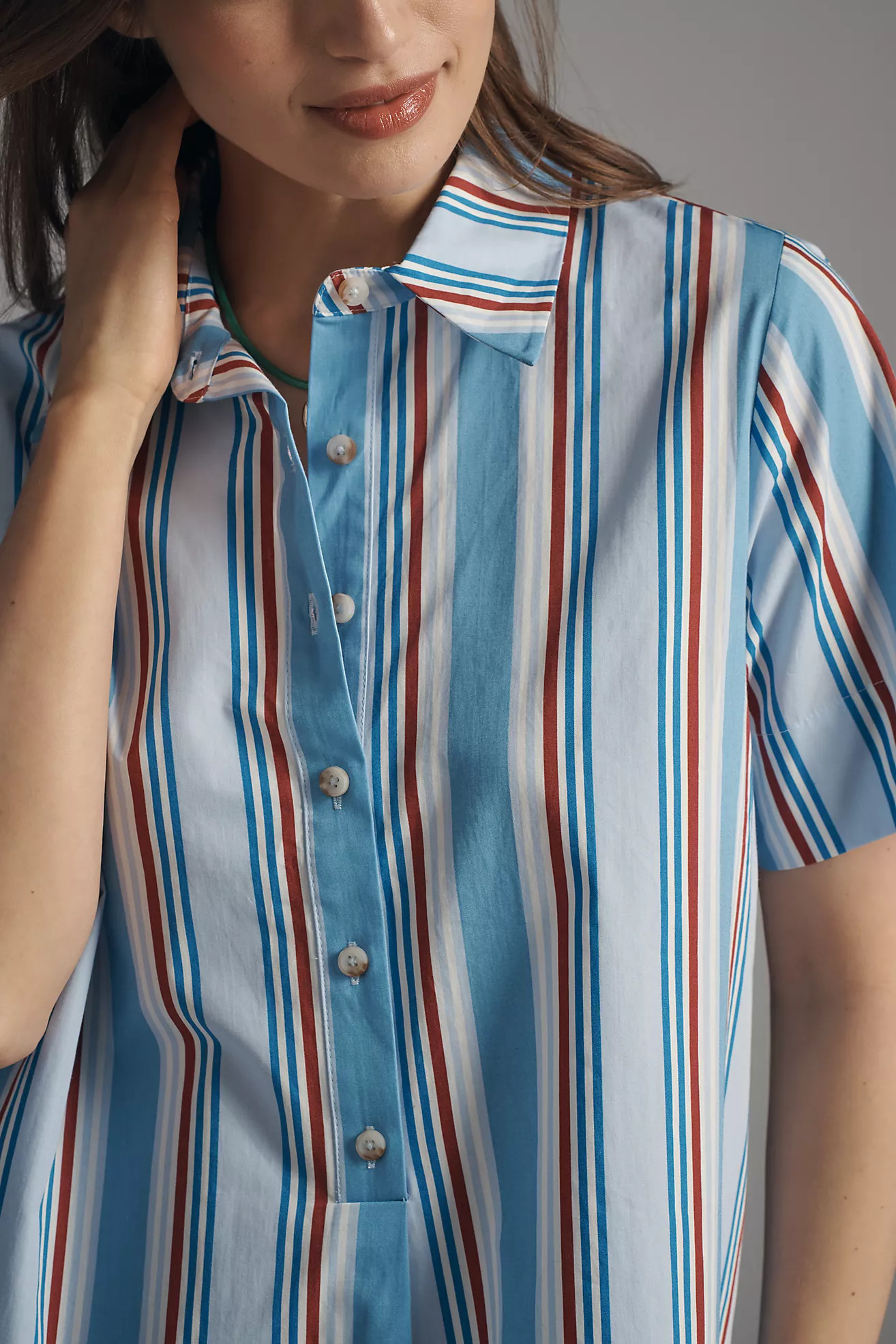 The Pollie Short-Sleeve Swing Tunic Mini Dress | Anthropologie (US)