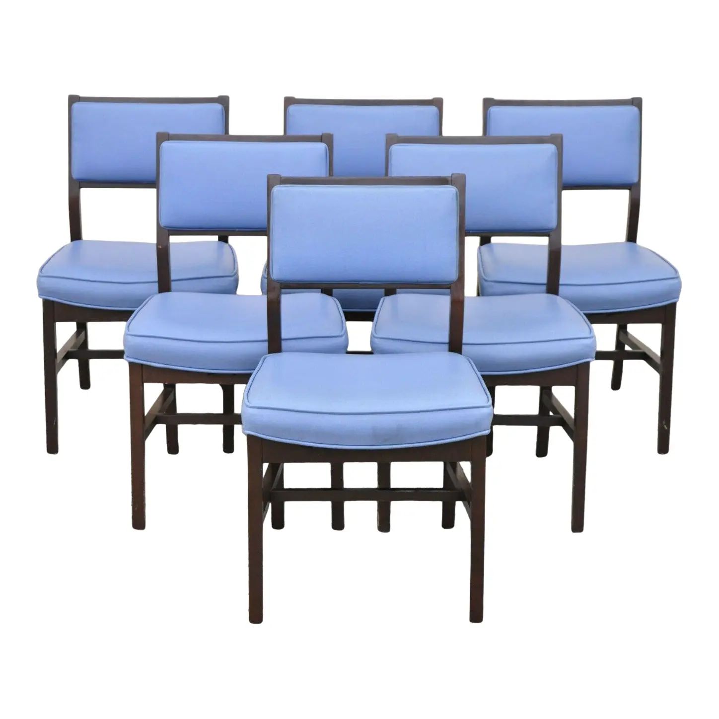 Vintage Mid Century Modern Jens Risom Style Blue Sculpted Dining Chair -Set of 6 | Chairish