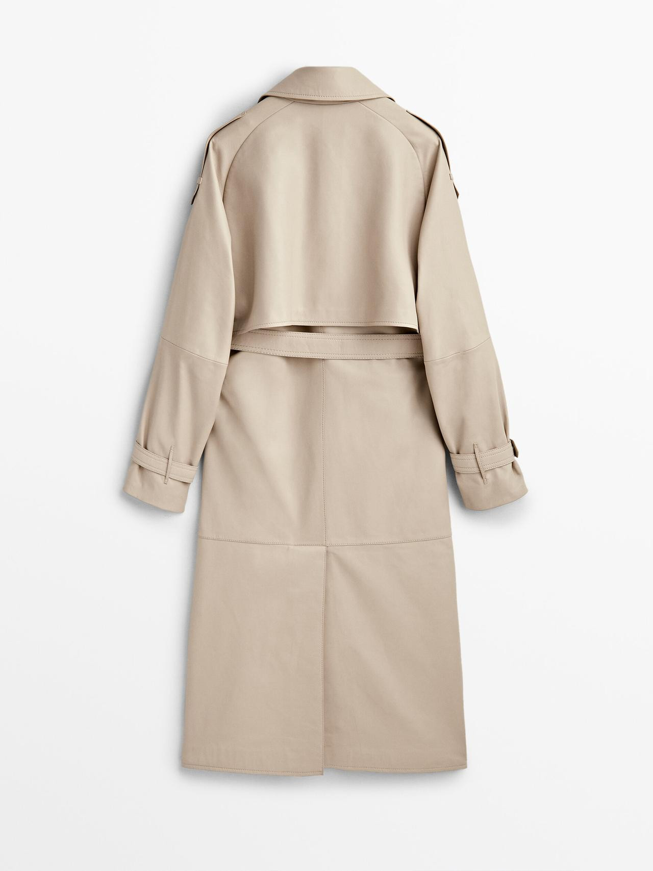 Nappa leather trench-style coat with belt | Massimo Dutti US