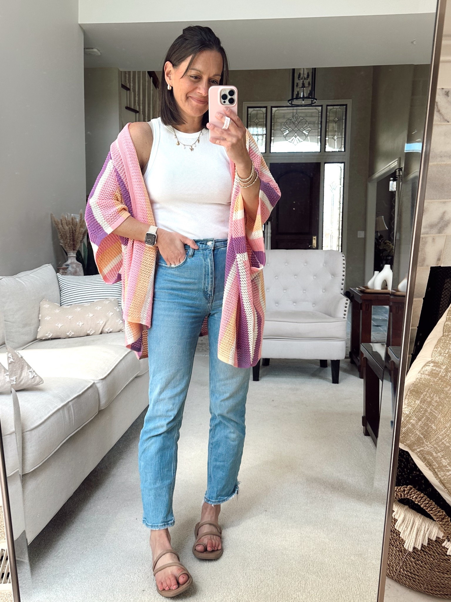 Mom outfit of the day! 
Walmart cardigan runs true to size, jeans run true to size to small, tank runs small. Shoes run true to size to big!



#LTKOver40 #LTKFindsUnder50 #LTKSaleAlert