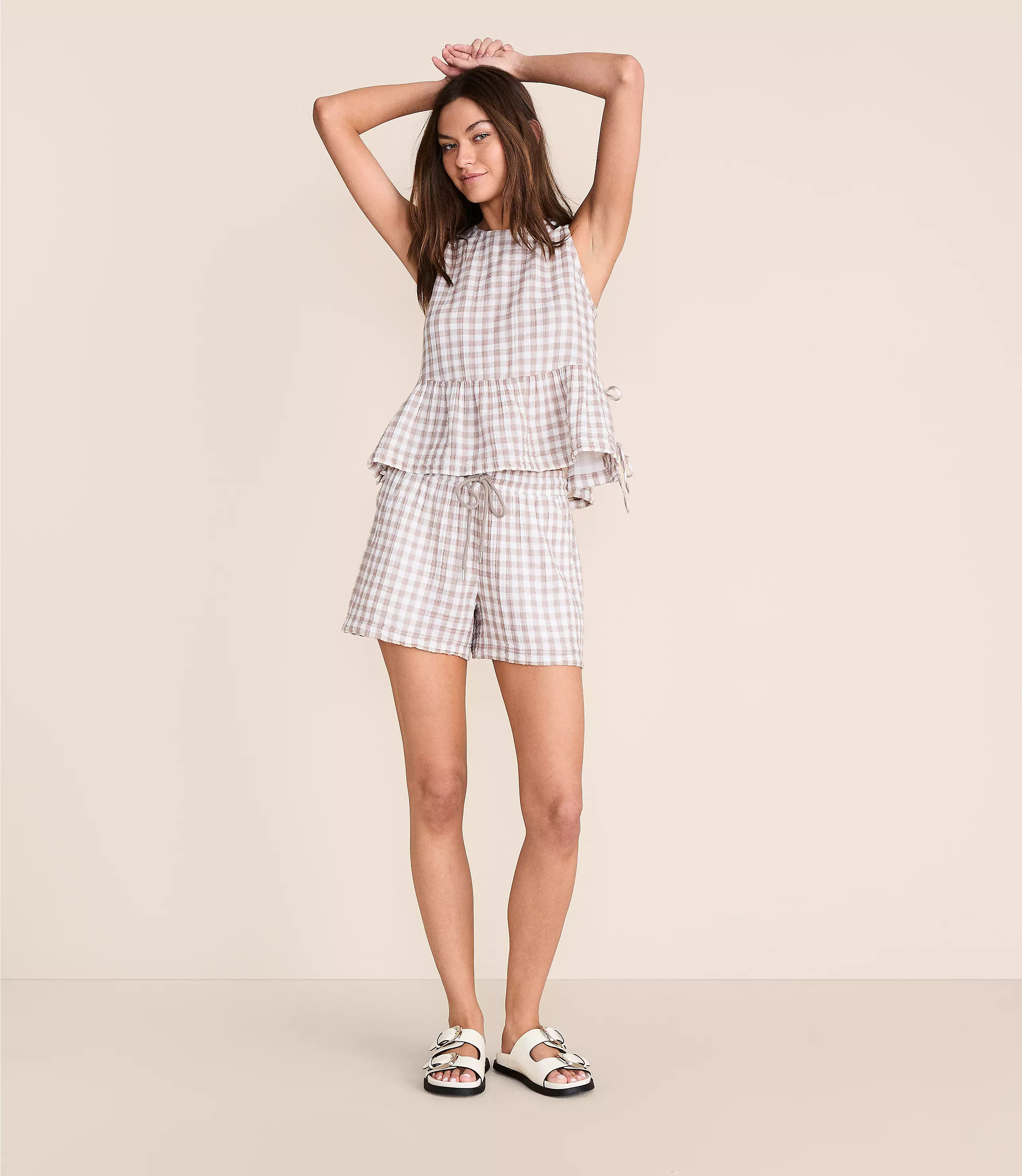 Lou & Grey Checkered Triple Cloth Shorts | LOFT