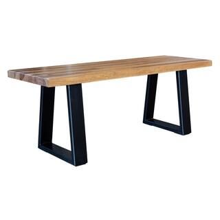AmeriHome 45 in. x 16 in. Black Entryway/Dining Bench with Sheesham Top, Black/Wood | The Home Depot